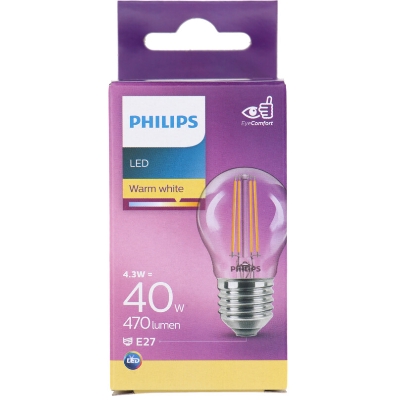 Een afbeelding van Philips Led fil kogel helder E27 40W