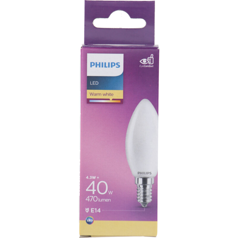 Een afbeelding van Philips Led fil kaars mat E14 40W