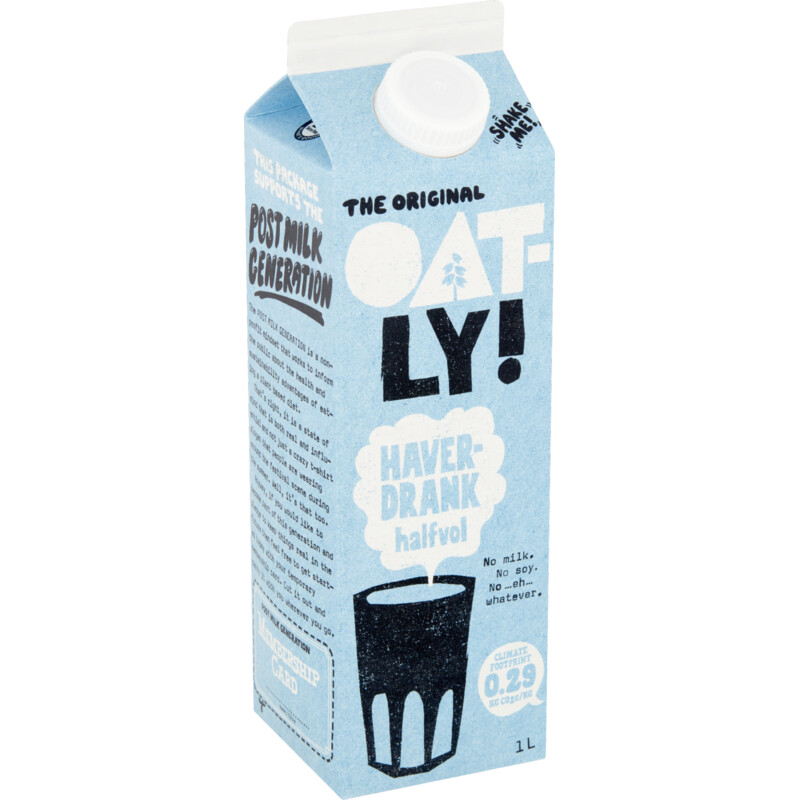 Een afbeelding van Oatly! Haverdrank halfvol