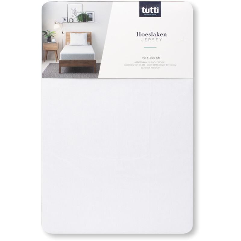 Een afbeelding van Tutti Mistral Home Jersey hoeslaken wit 90x200cm