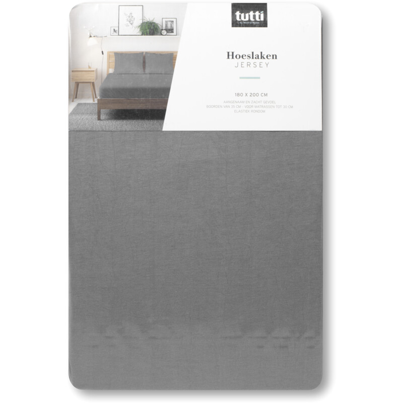 Een afbeelding van Tutti Mistral Home Jersey hoeslaken antraciet 180x200cm