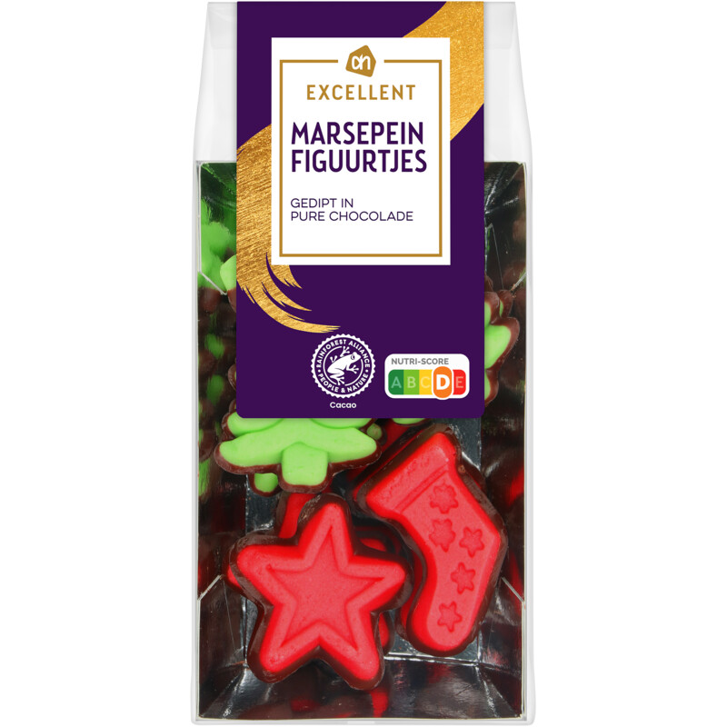 Een afbeelding van AH Excellent Marsepeinfiguurtjes met pure chocolade