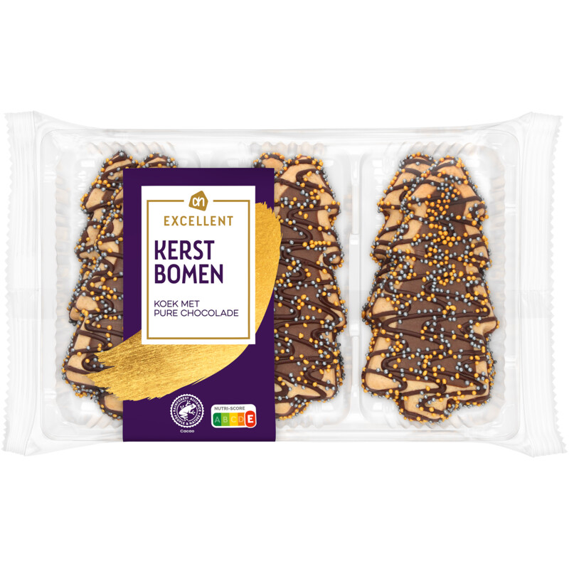 Een afbeelding van AH Excellent Kerstbomen koek met pure chocolade