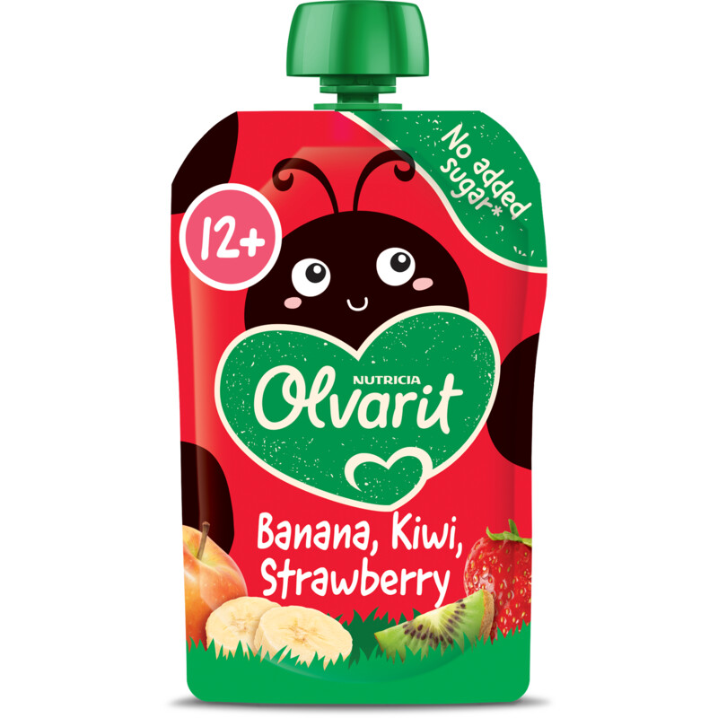 Een afbeelding van Olvarit Knijpfruit banaan kiwi aardbei 12m+