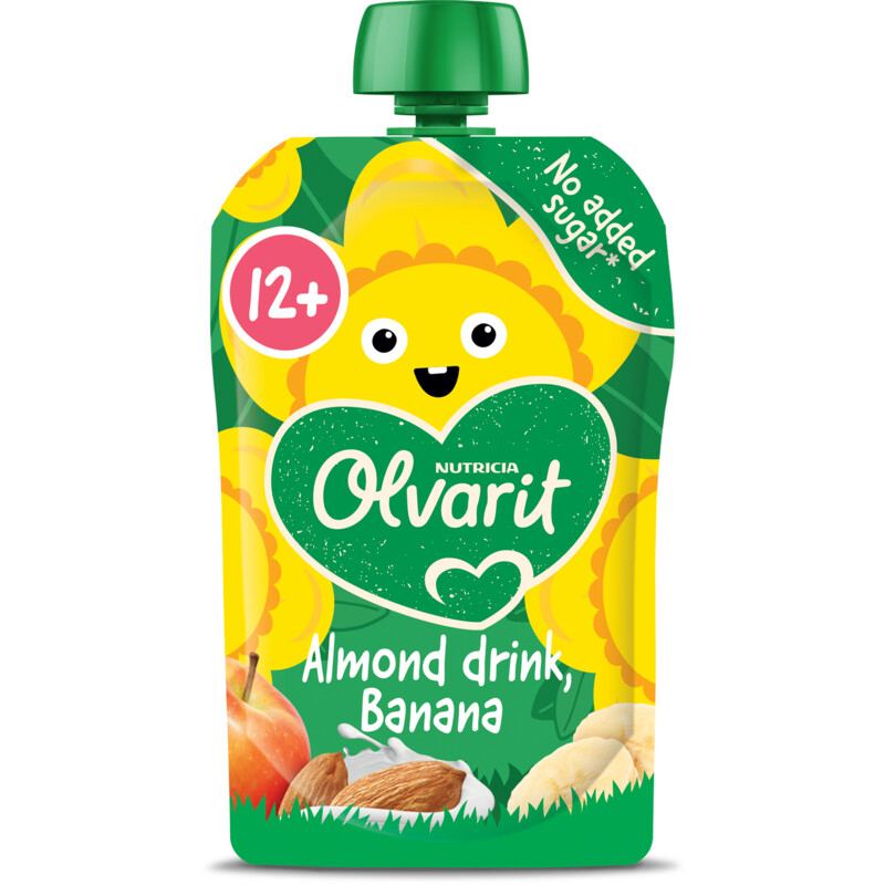 Een afbeelding van Olvarit Knijpfruit amandeldrink banaan 12m+