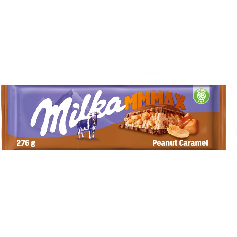 Een afbeelding van Milka Mmmax chocoladereep peanut caramel