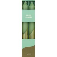 Een afbeelding van Avec Dip-dye kaars pastel groen goud