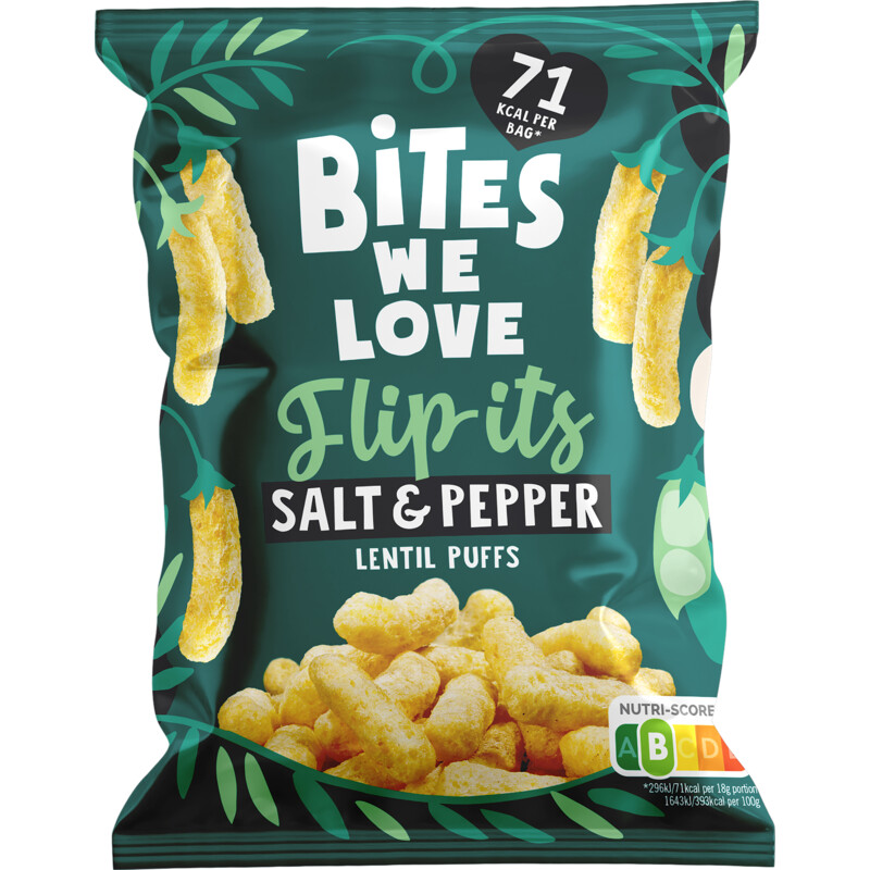 Een afbeelding van BitesWeLove Flip-its salt & pepper linzen chips