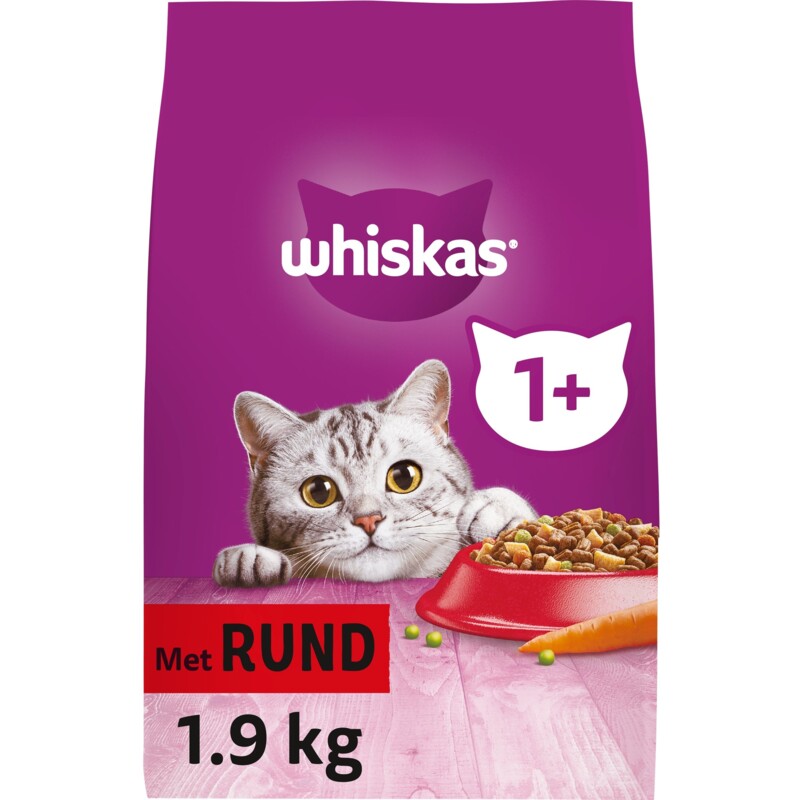 Een afbeelding van Whiskas Adult 1+ droge kattenbrokken rund