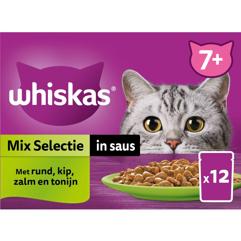 Een afbeelding van Whiskas 7+ Mix selectie in saus
