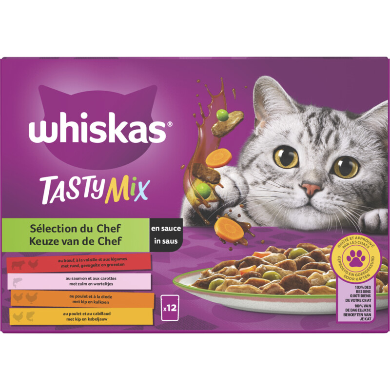 Een afbeelding van Whiskas Tasty mix keuze van de chef in saus