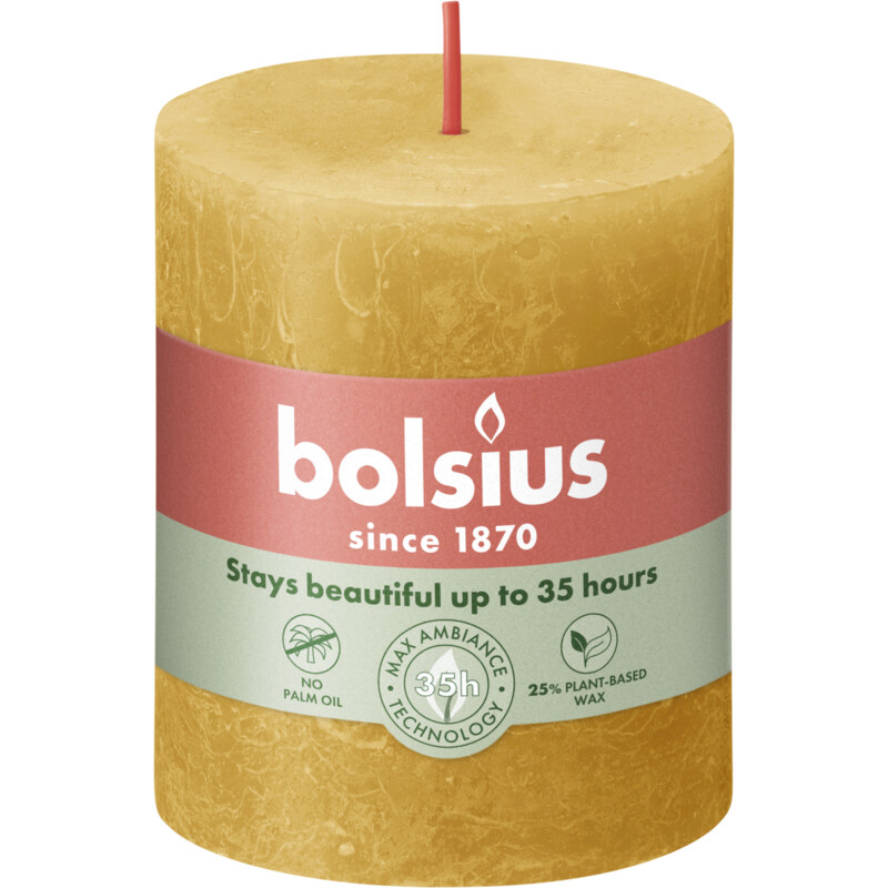 Een afbeelding van Bolsius Rustieke kaars okergeel 8cm