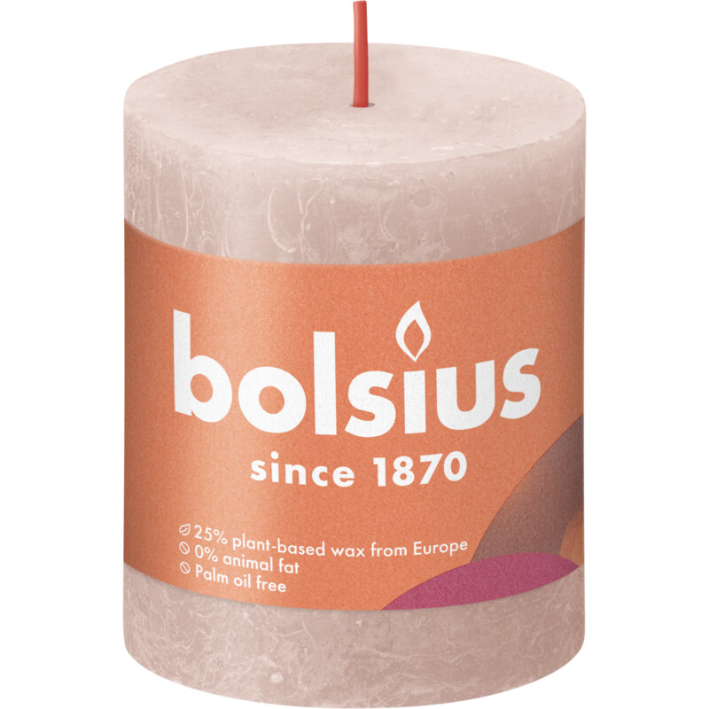 Een afbeelding van Bolsius Rustieke kaars 8cm misty pink