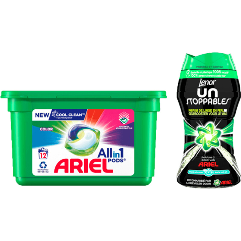 Een afbeelding van Lenor en Ariel waspakket