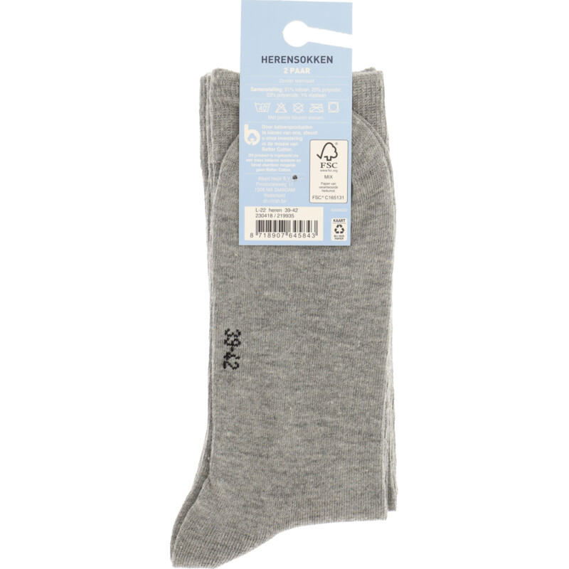 Een afbeelding van Blue Herensokken grijs maat 39-42