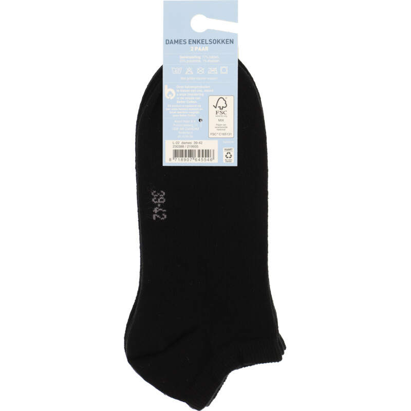 Een afbeelding van Blue Dames enkelsokken zwart maat 39-42