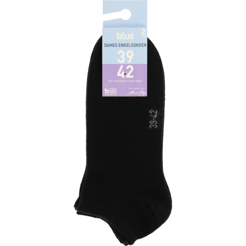 Een afbeelding van Blue Dames enkelsokken zwart maat 39-42