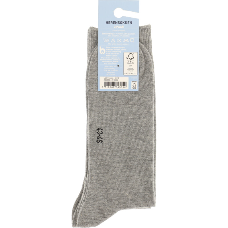 Een afbeelding van Blue Herensokken grijs 43-46
