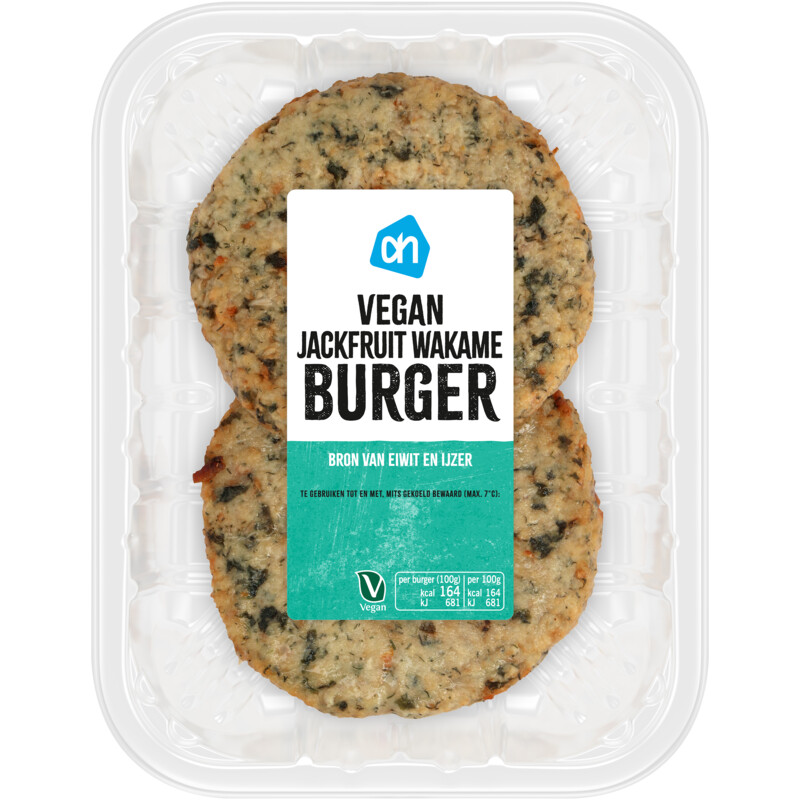 Een afbeelding van AH Vegan jackfruit-wakame burger