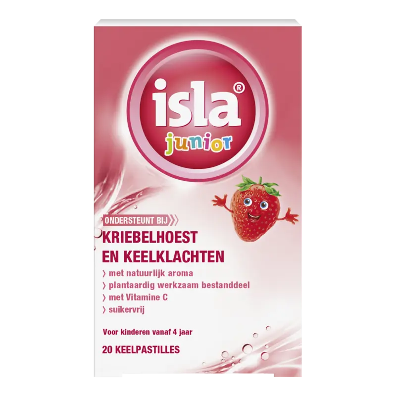 Junior aardbeien hoest & keel pastilles