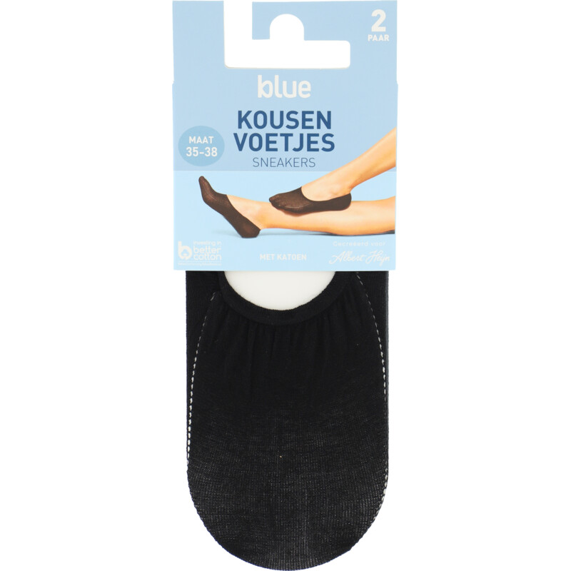 Een afbeelding van AH Kousenvoet sneaker katoen zwart mt 35-38