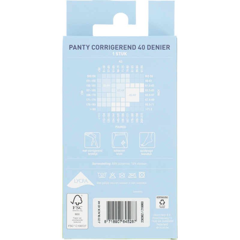 Een afbeelding van Blue Panty zwart 40 denier maat 42-44