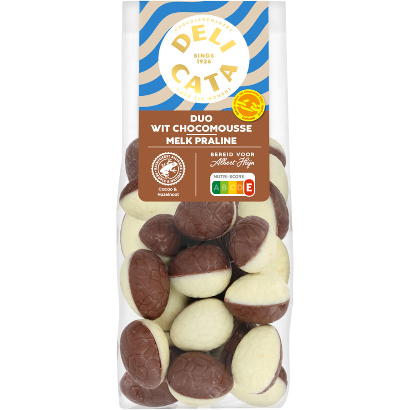 Een afbeelding van Delicata Duo witte chocolademousse melk praline