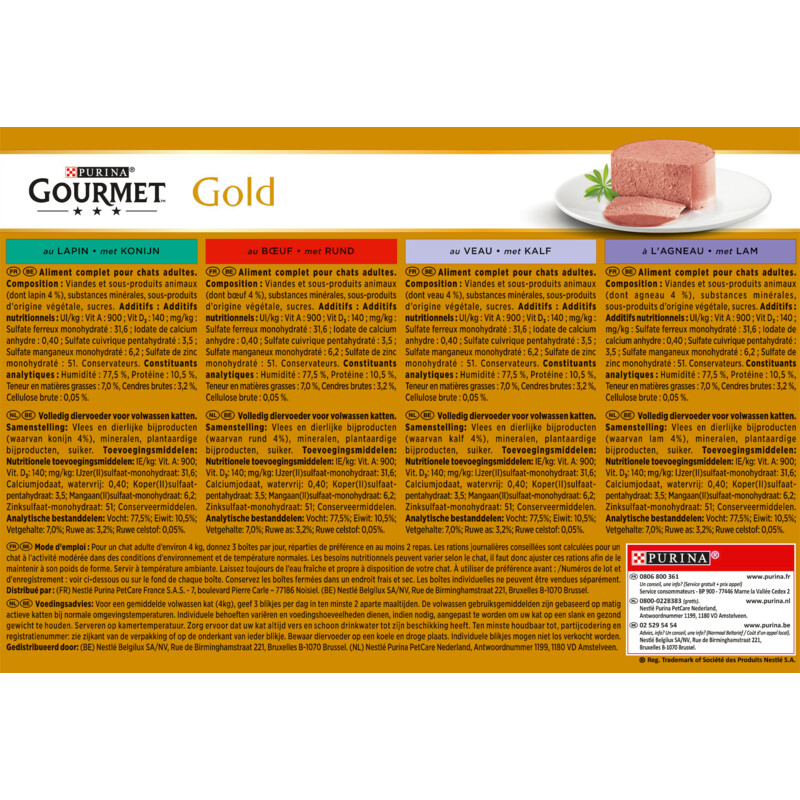 Een afbeelding van Gourmet Gold mousse met konijn rund kalf lam