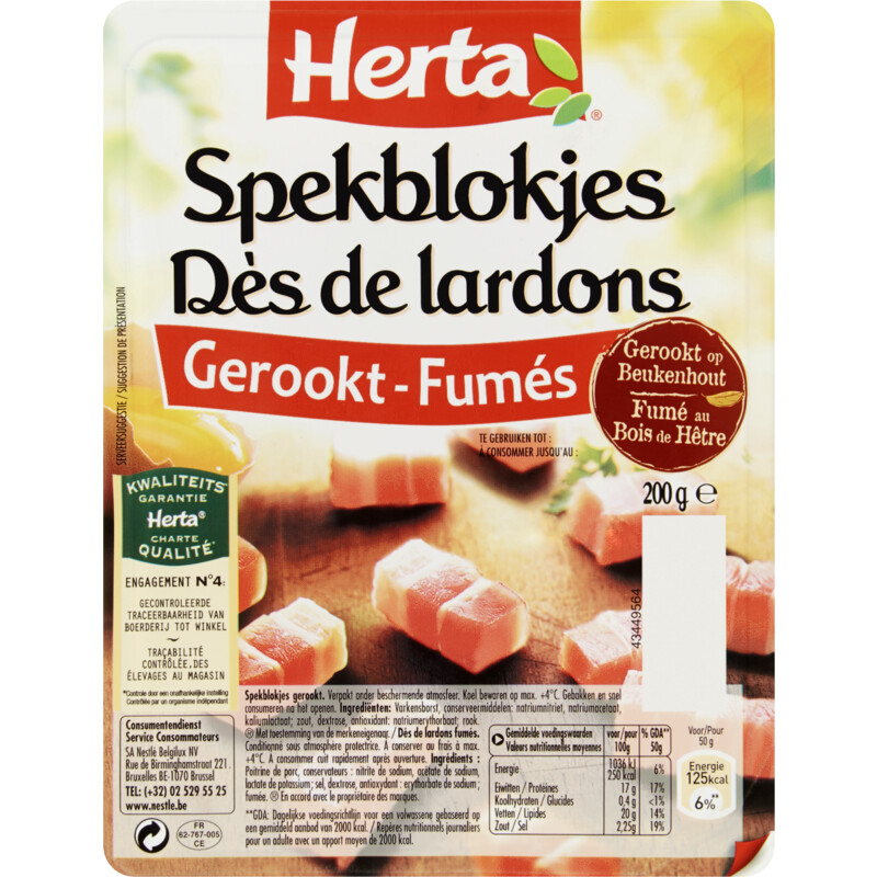 Een afbeelding van Herta Gerookte spekblokjes BEL
