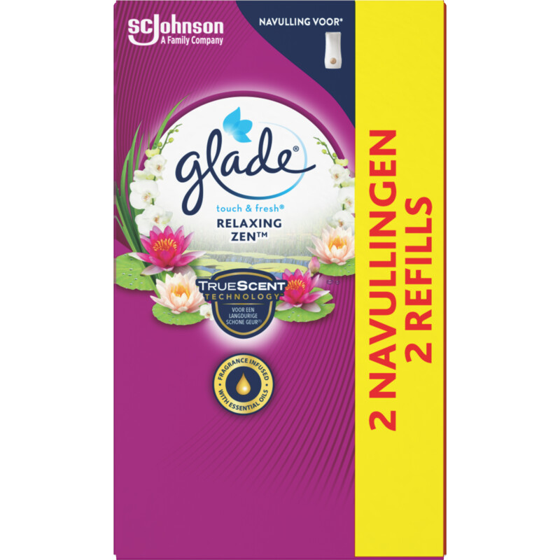 Een afbeelding van Glade Touch & fresh relaxing zen 2 navullingen