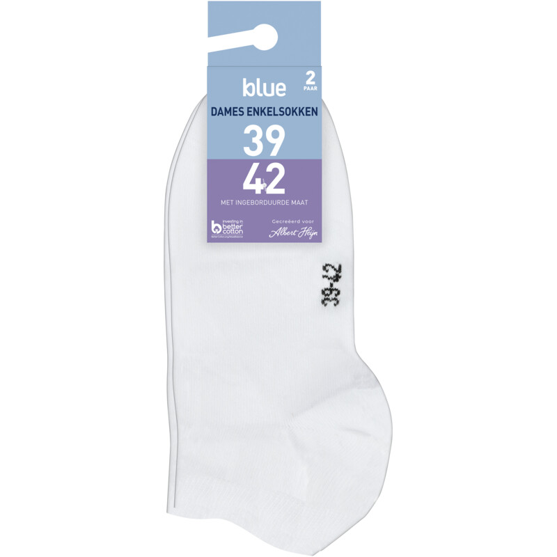 Een afbeelding van Blue Dames enkelsokken wit maat 39-42