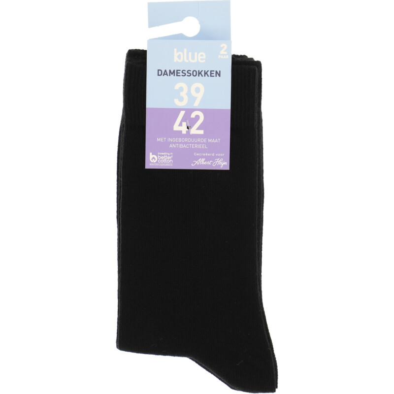 Een afbeelding van Blue Damessokken zwart 39-42