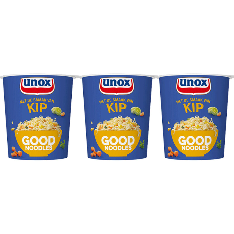 Een afbeelding van Unox Good Noodles Kip 3-pack