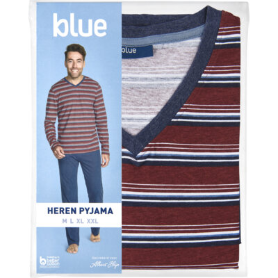 pdp-image-Blue Heren pyjama streep rood M