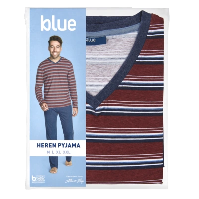 pdp-image-Blue Heren pyjama streep rood M
