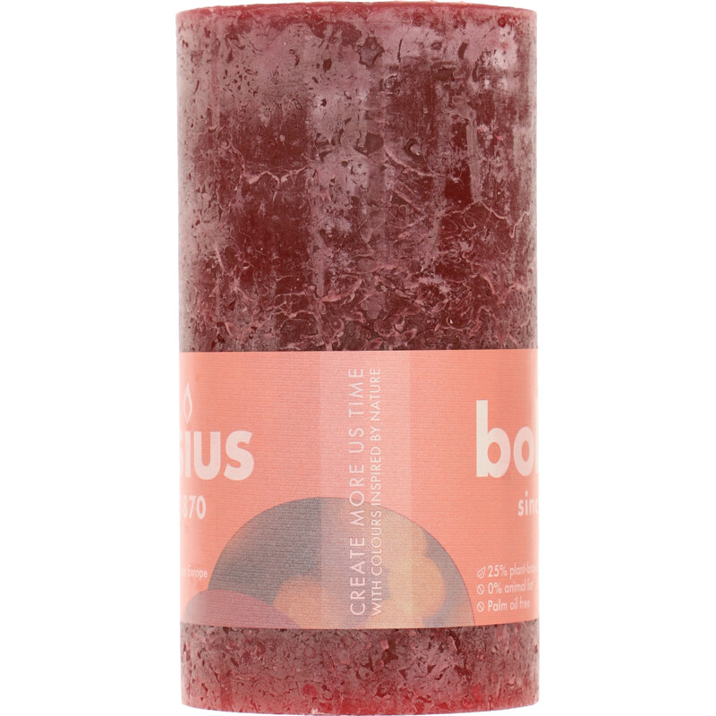 Een afbeelding van Bolsius Rustieke kaars bordeaux 13cm
