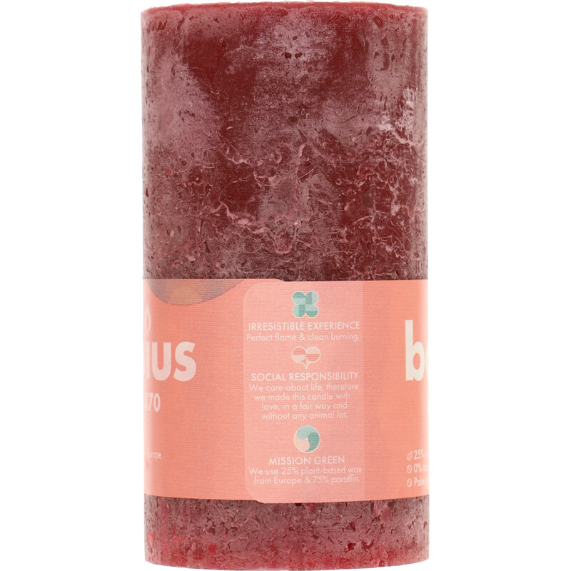 Een afbeelding van Bolsius Rustieke kaars bordeaux 13cm
