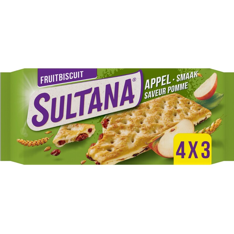 Een afbeelding van Sultana Fruitbiscuit appel smaak