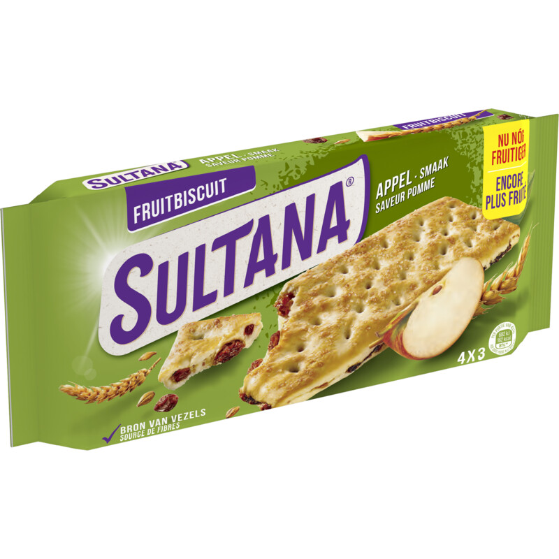 Een afbeelding van Sultana Fruitbiscuit appel smaak