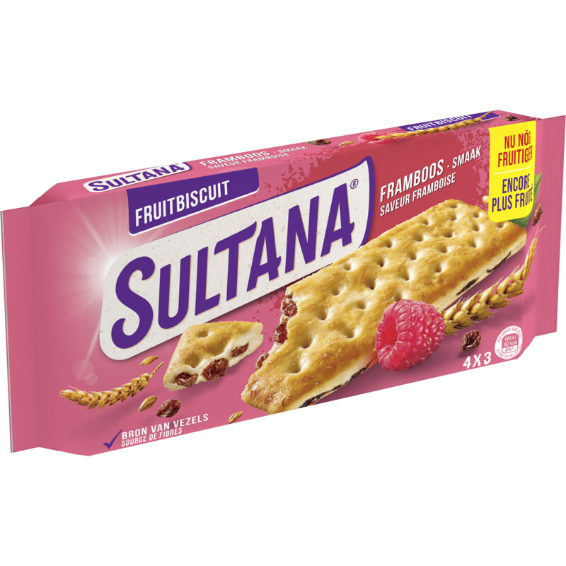 Een afbeelding van Sultana Fruitbiscuit framboos smaak