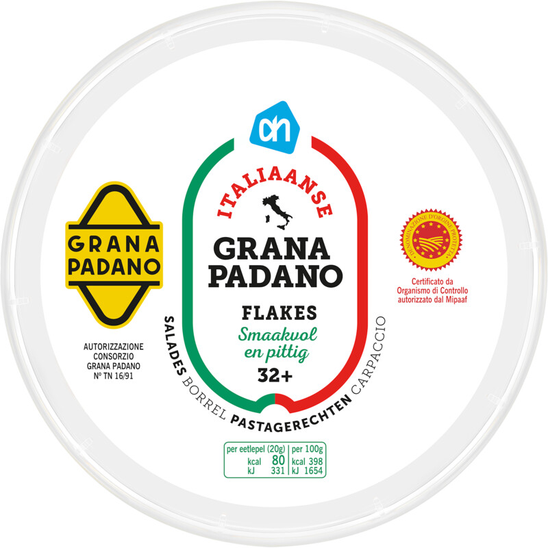 Een afbeelding van AH Italiaanse grana padano 32+ flakes