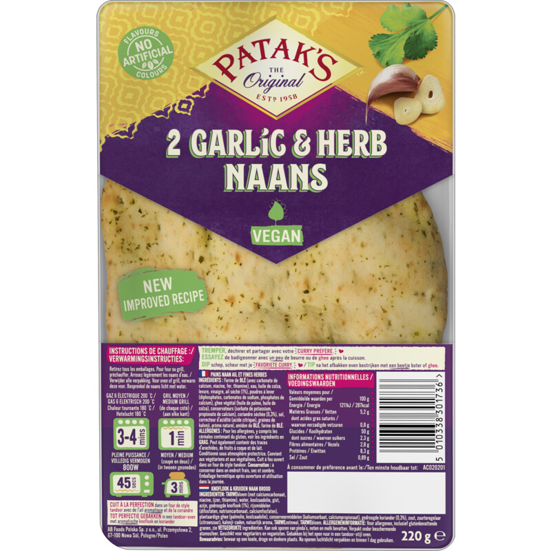 Een afbeelding van Patak's Naan garlic & coriander