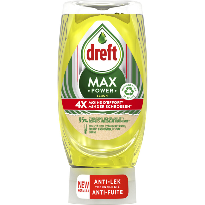 Een afbeelding van Dreft Afwasmiddel max power lemon