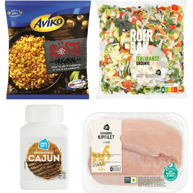 Een afbeelding van Aviko Rösti, roerbakgroente & kip pakket