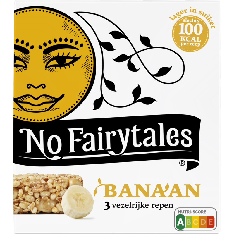 Een afbeelding van No Fairytales Vezelrijke repen banaan