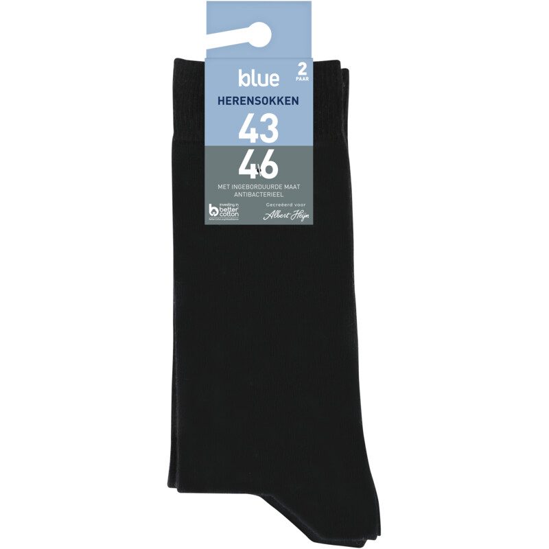 Een afbeelding van Blue Herensokken zwart maat 43-46