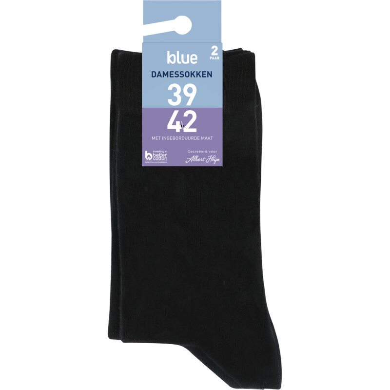 Een afbeelding van Blue Damessokken zwart maat 39-42