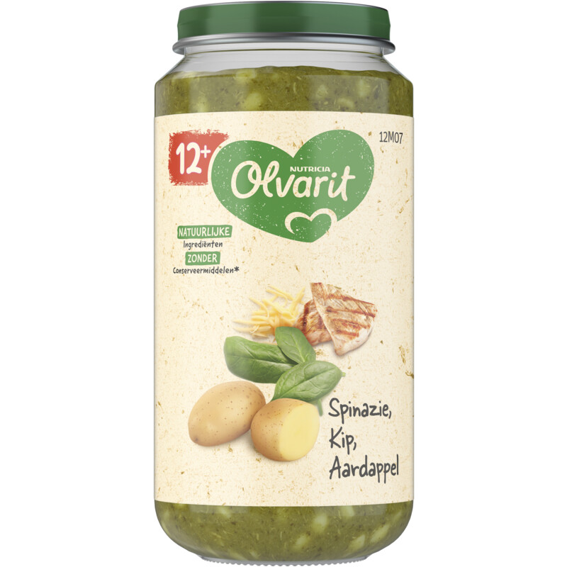 Een afbeelding van Olvarit 12+ mnd spinazie kip aardappel