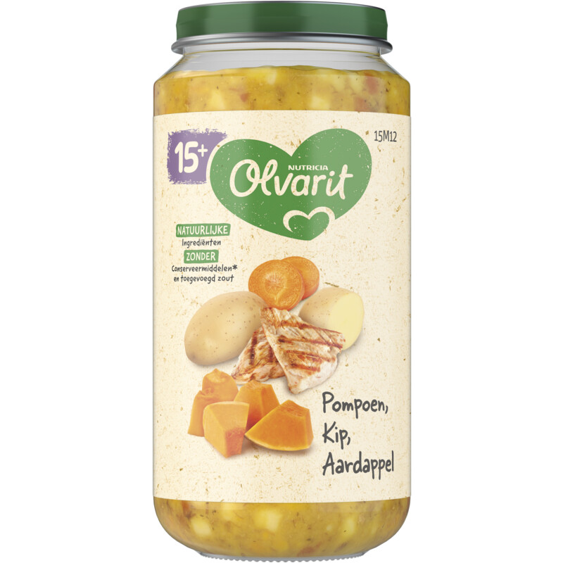 Een afbeelding van Olvarit 15+ mnd pompoen kip aardappel