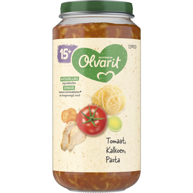 Een afbeelding van Olvarit 15+ mnd tomaat kalkoen pasta